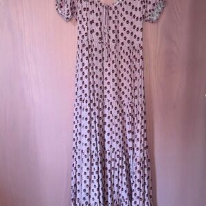 Pink and Purple Floral Print Babydoll Dress